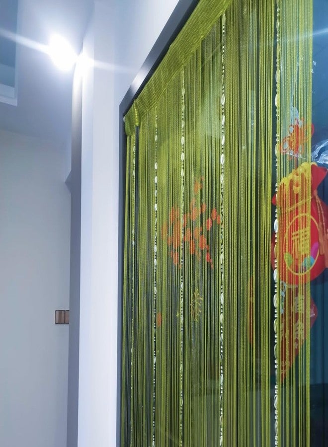 ave split 100cmX200cm Decorative Door String Curtain Beads Wall Panel Fringe Window Room Divider Blind for Coffee House Restaurant Parts Door Divider Tassel Screen Decoration (Grass green25) - Image 3