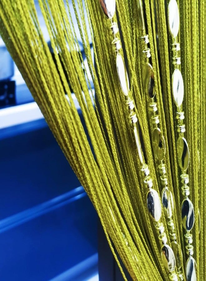 ave split 100cmX200cm Decorative Door String Curtain Beads Wall Panel Fringe Window Room Divider Blind for Coffee House Restaurant Parts Door Divider Tassel Screen Decoration (Grass green25) - Image 1