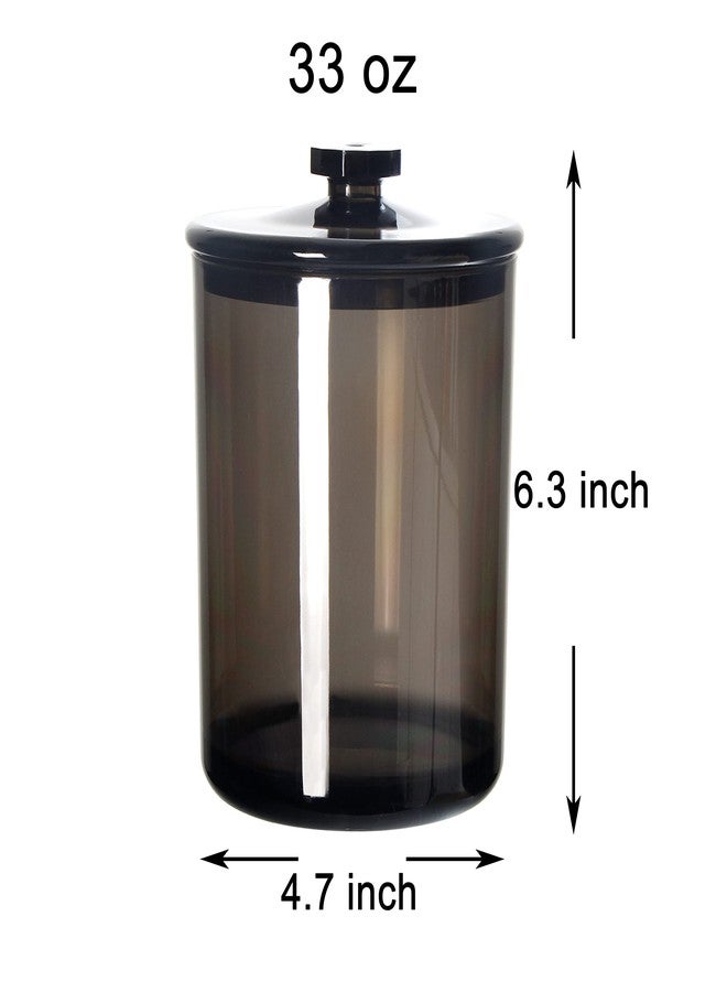 Youngever Black Plastic Apothecary Jars, Qtip Holder, Cotton Swab Holder, Bathroom Vanity Organizer for Cotton Balls, Cotton Pads, Qtips (1 Set 30 Ounce) - Image 2