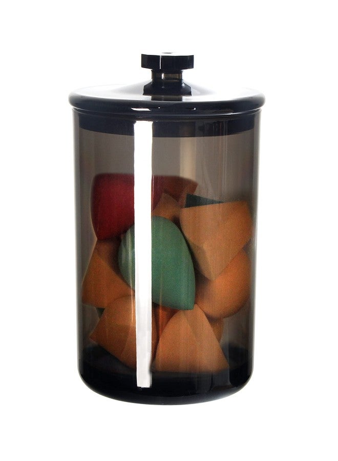 Youngever Black Plastic Apothecary Jars, Qtip Holder, Cotton Swab Holder, Bathroom Vanity Organizer for Cotton Balls, Cotton Pads, Qtips (1 Set 30 Ounce) - Image 1