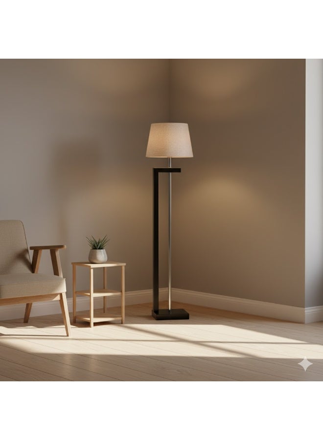 الروضة للإضاءة مودرن لمبادير - مصباح أرضي خشبي ذو شكل مميز وفريد يناسب جميع الأذواق - بيج | اللون: اسود × بيج | المقاس: 150x19x24 سم - Image 2