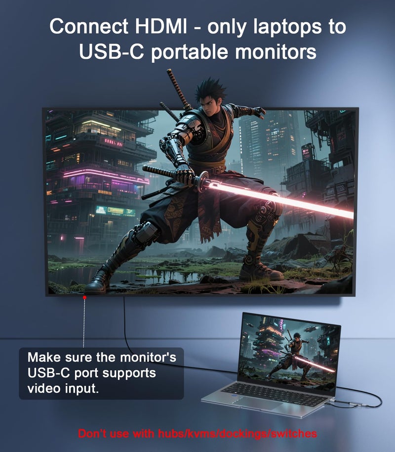 Reborn HDMI to USB C Adapter 4K 60Hz | Uni-Directional HDMI Source to Type-C Display Adapter for AR Glasses XREAL Oneã€Air 2 Pro/VITURE Pro/RayNeo Air 2s/Rokid,PS5,Portable Monitors - Image 5