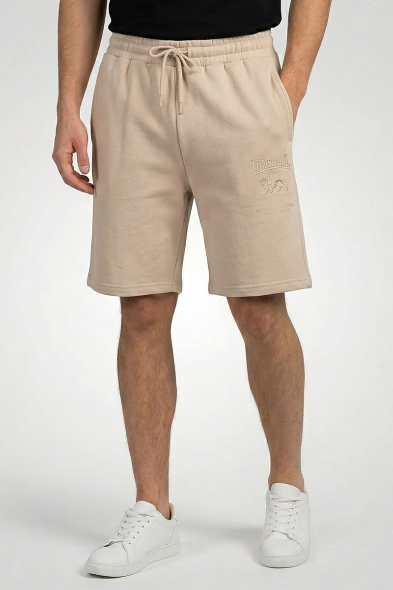Fudo Men Graphic Print Basic Shorts, Beige - Image 1