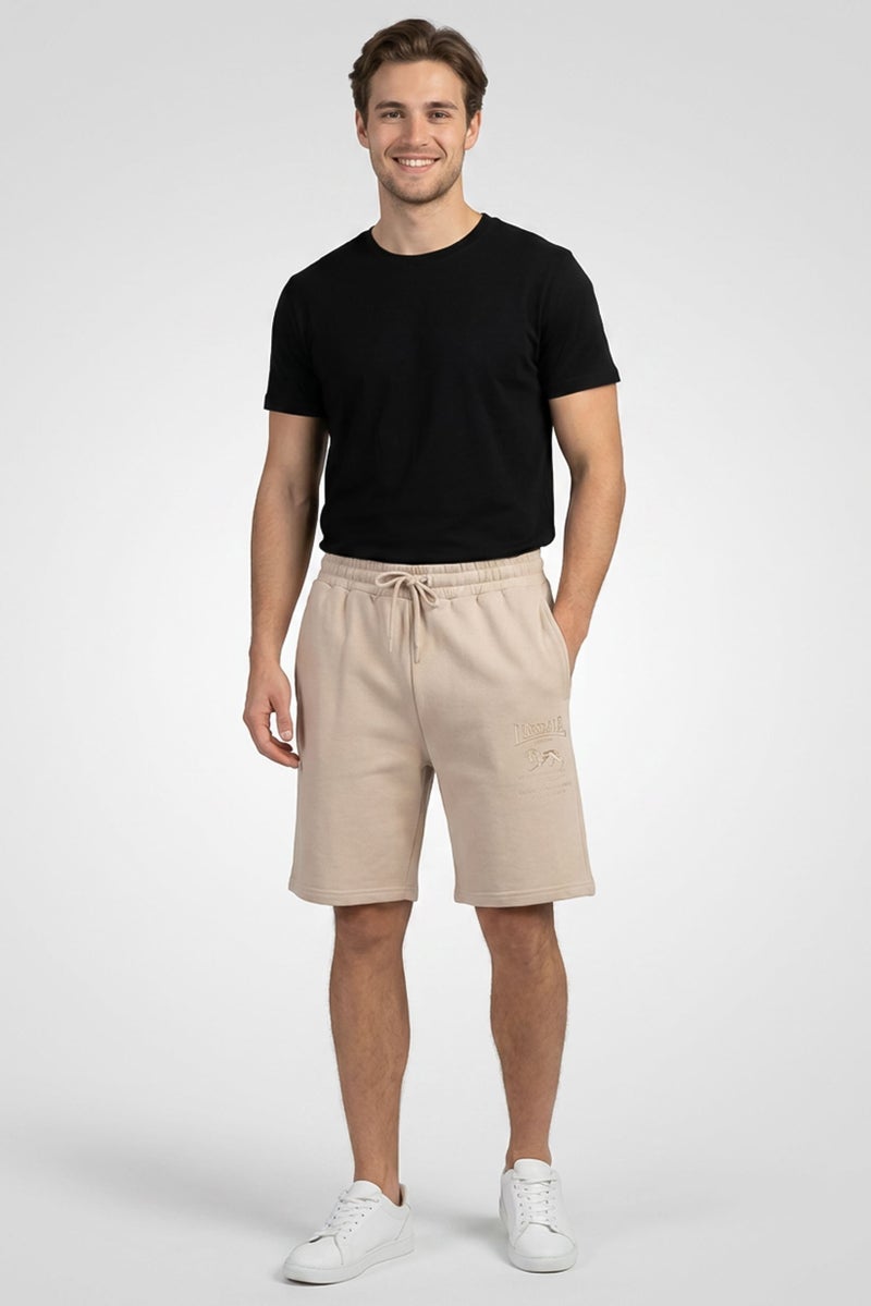 Fudo Men Graphic Print Basic Shorts, Beige - Image 3