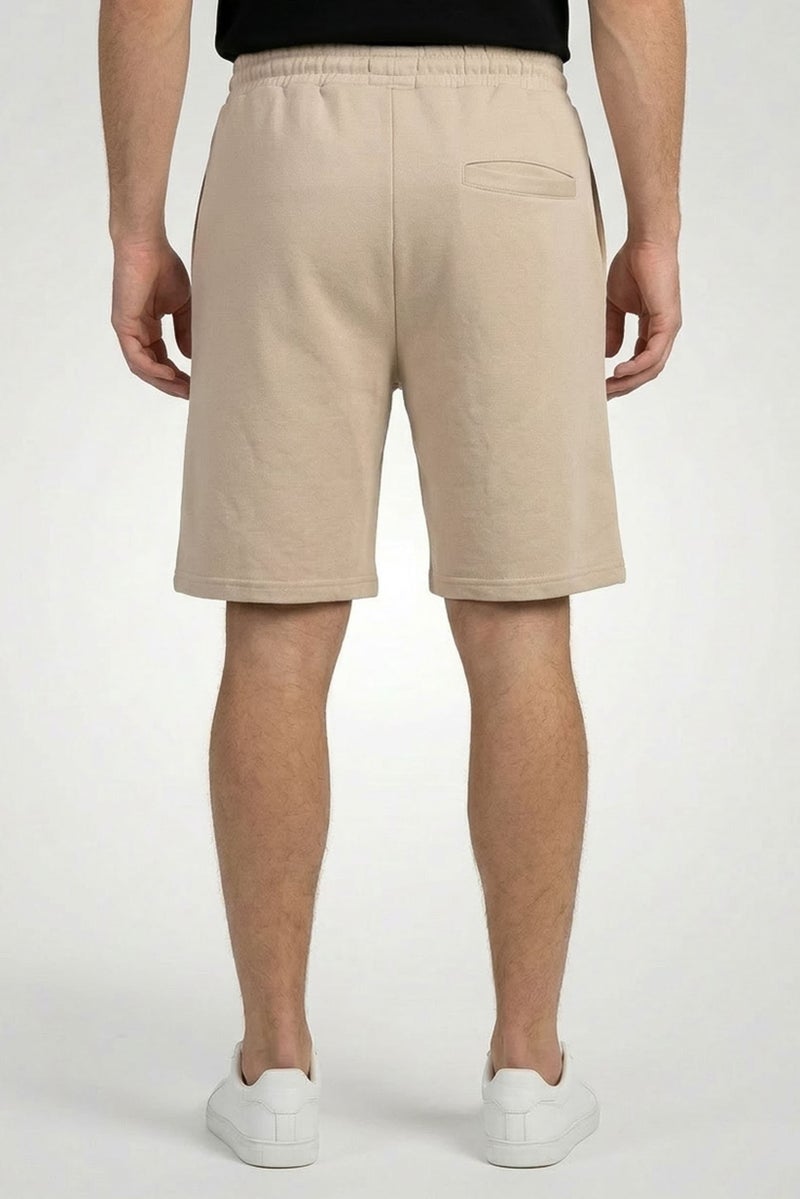 Fudo Men Graphic Print Basic Shorts, Beige - Image 4