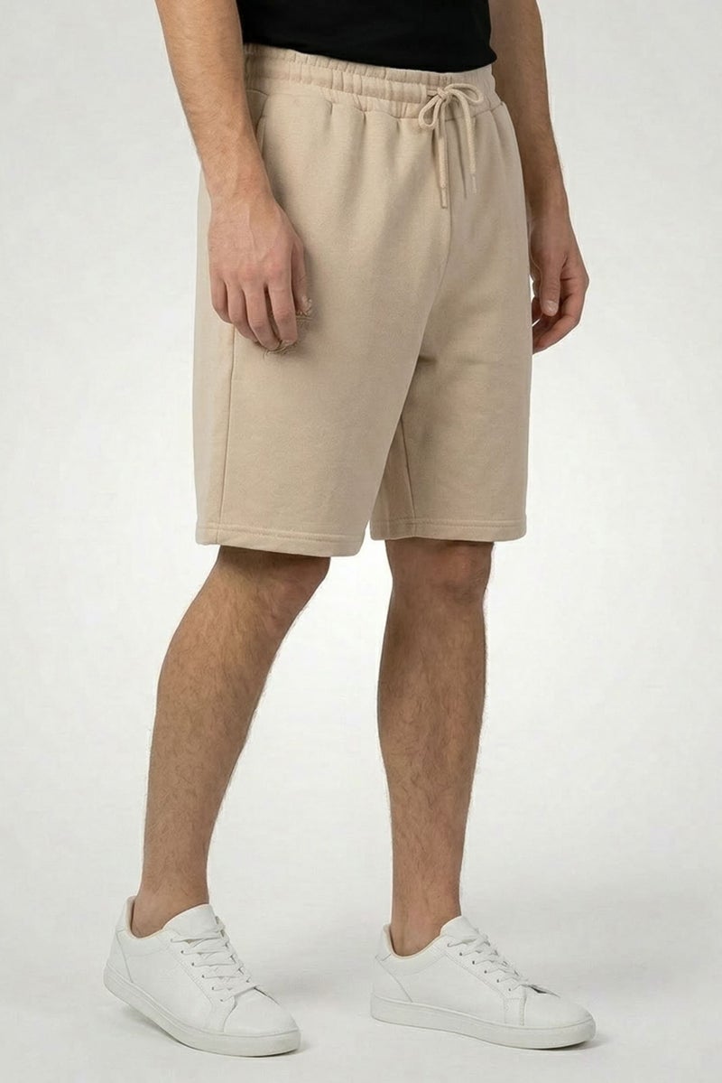 Fudo Men Graphic Print Basic Shorts, Beige - Image 2