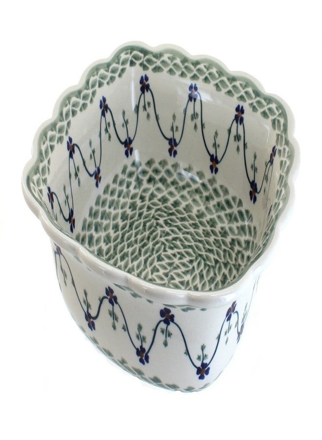 Blue Rose Pottery Blue Rose Polish Pottery - Green Sage Floral Medium Square Serving Dish - 9" Square - Beautiful Serving Bowl for Special Occasions, Dinner Parties, Or Everyday Dining - Image 1