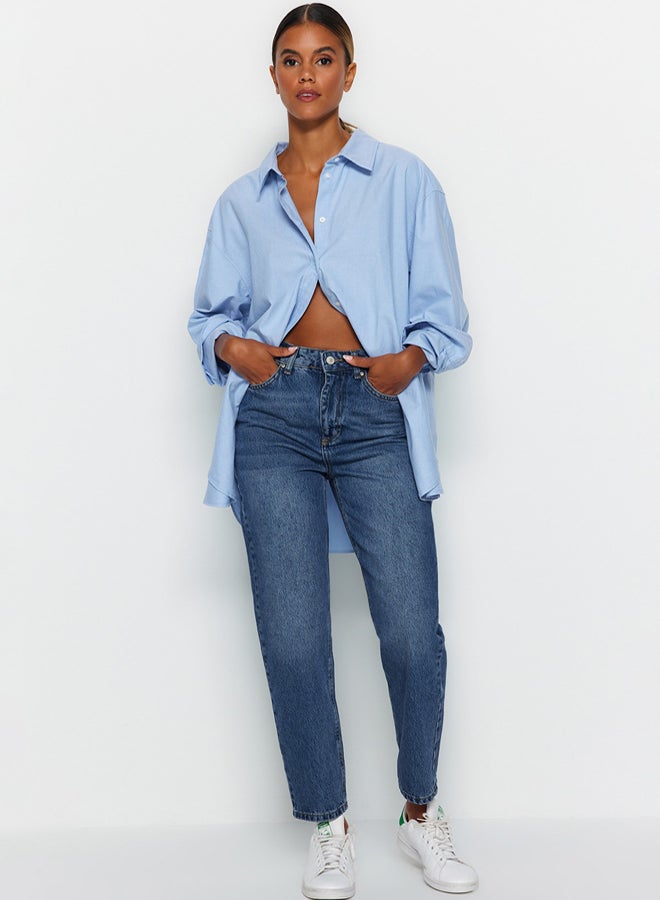 trendyol Dark Blue High Waist Mom Jeans - Image 1