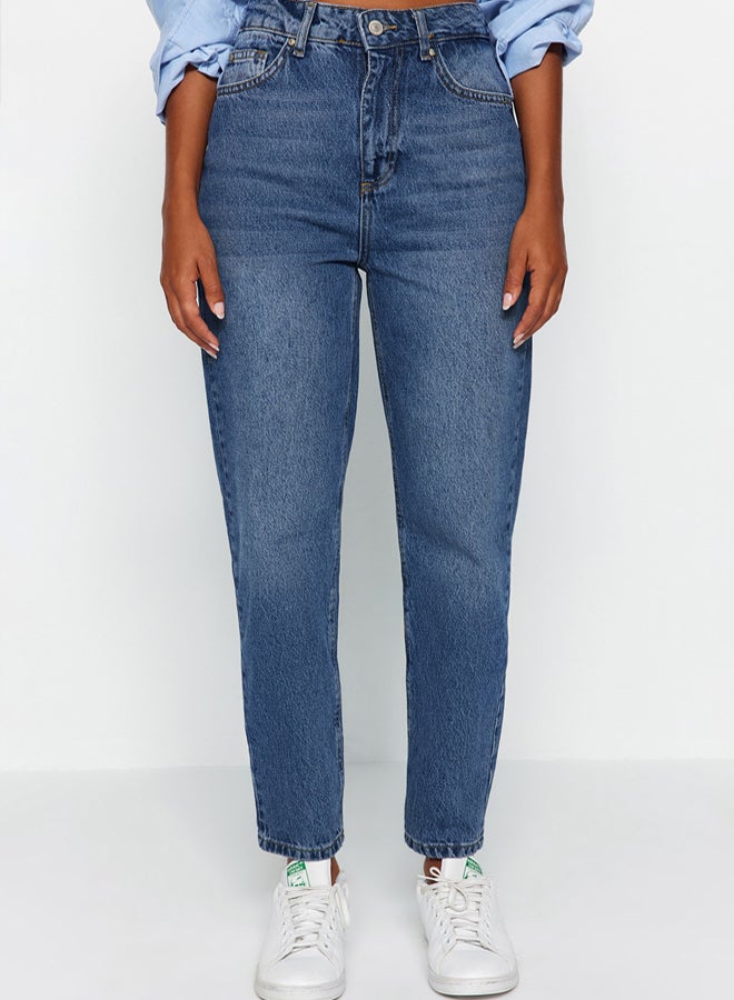 trendyol Dark Blue High Waist Mom Jeans - Image 4