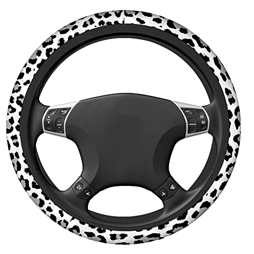 Swono Leopard Print Non-Slip Steering Wheel Cover Wild Animal Snow Leopard Neoprene Car Steering Wheel Covers Grip Automotive Steering Wheel Protector Auto Car Wrap Cover 15 Inch - Image 2