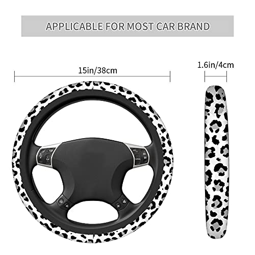 Swono Leopard Print Non-Slip Steering Wheel Cover Wild Animal Snow Leopard Neoprene Car Steering Wheel Covers Grip Automotive Steering Wheel Protector Auto Car Wrap Cover 15 Inch - Image 3