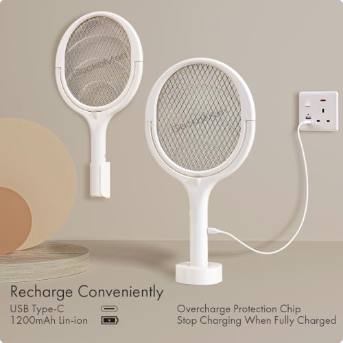 GeckoMan 2-Pack GeckoMan Rotating Head Electric Fly Swatter Racket Rechargeable Bug Zapper Racket Bug Zapper Indoor Fly Zapper Mosquito Zapper Flies Killer for Indoors, with 2 Telescopic Extensions - Image 5
