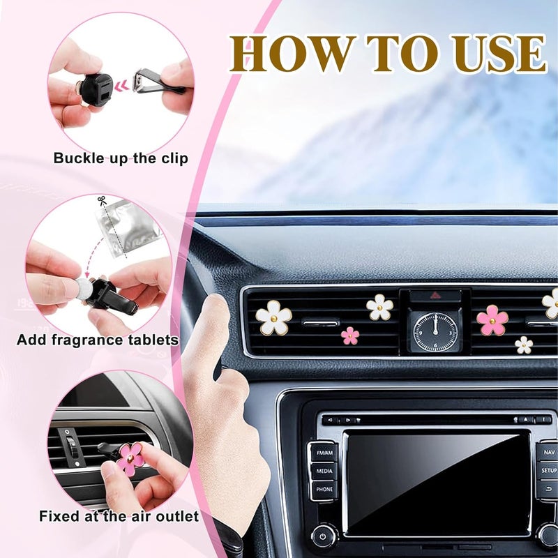 Soodyoow 8 PCS Daisy Flower Air Vent Clips - Cute Pink and White Car Air Fresheners - Image 5