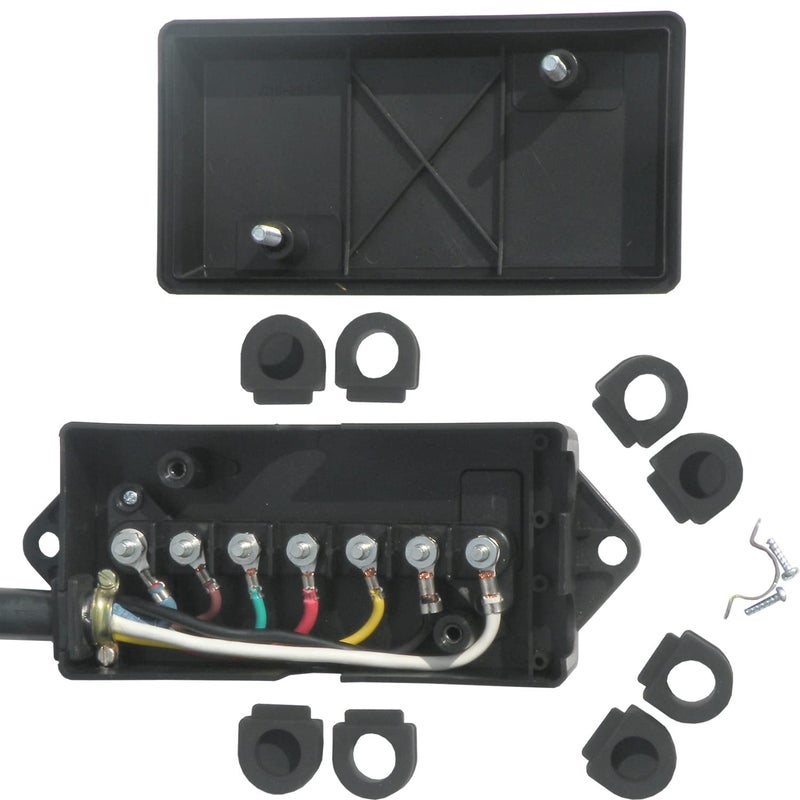 Conntek 7 Way Plug Inline Trailer Cord with 7-Gang Junction Box (Black, 8-Feet) - Image 3