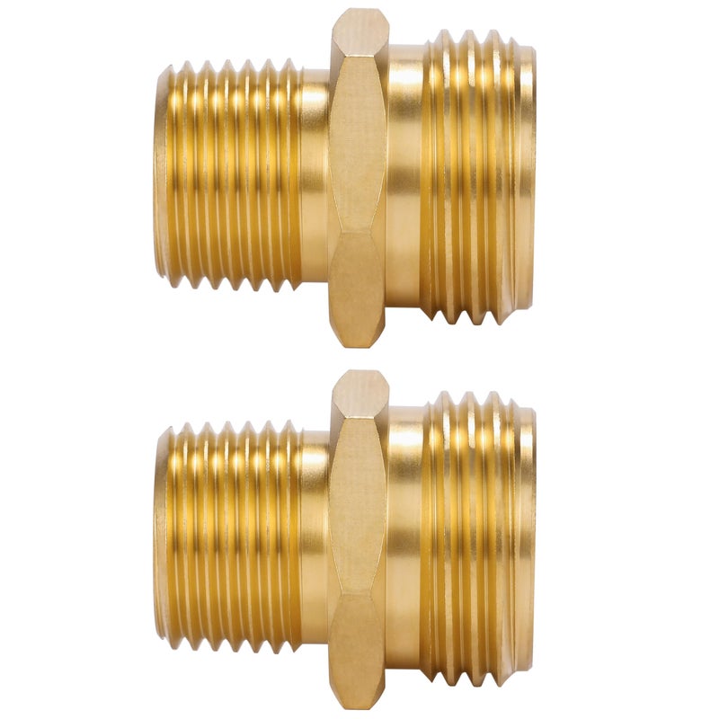 Sanpaint 2 Pack 3/4" GHT to 1/2" NPT Male Connector, Brass Garden Hose Fitting, Male Hose Adapter,Brass Garden Hose to Pipe Fittings Connect - Image 3