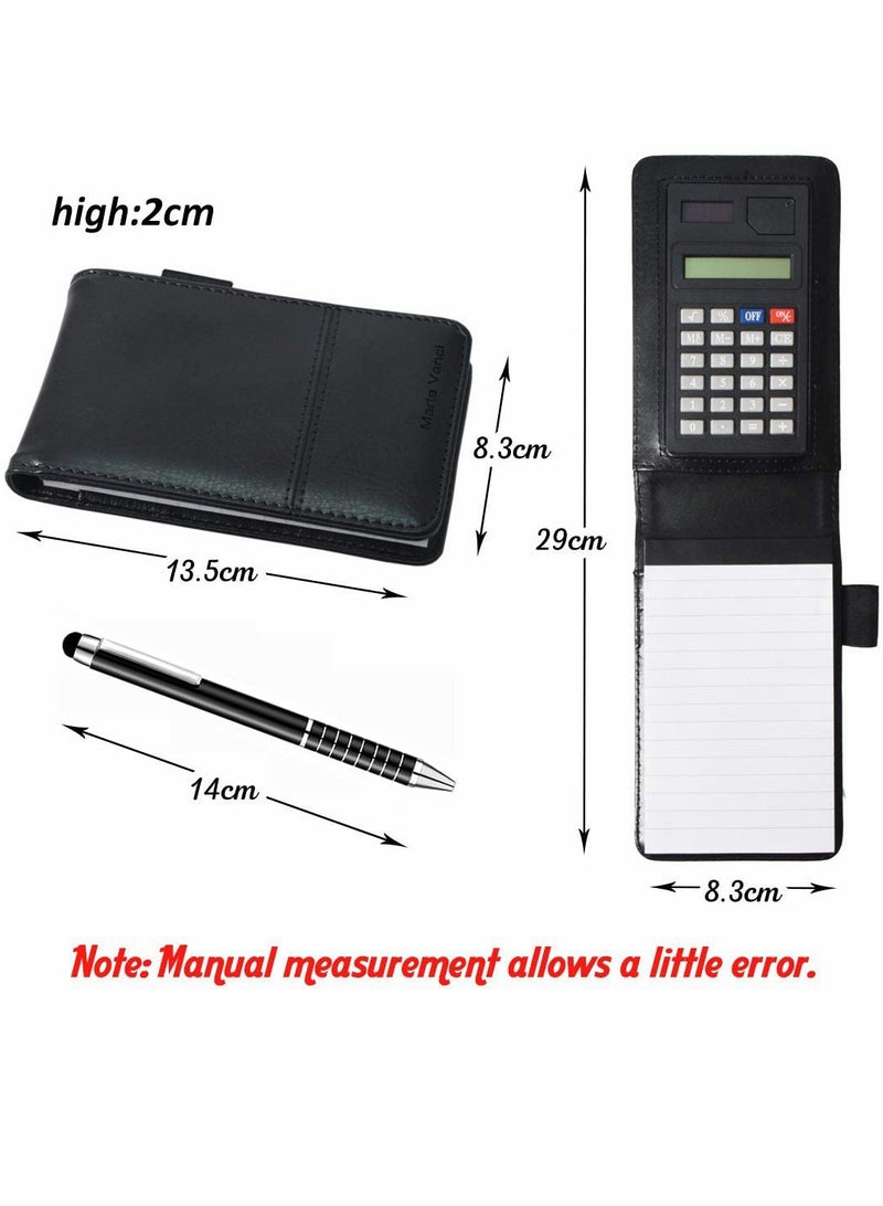 Journal Notebook with Calculator, PU Leather Working Small Notebook Notepad with Pen Pad Holder Set Multi Function A7 Soft Cover Notebook - Image 2
