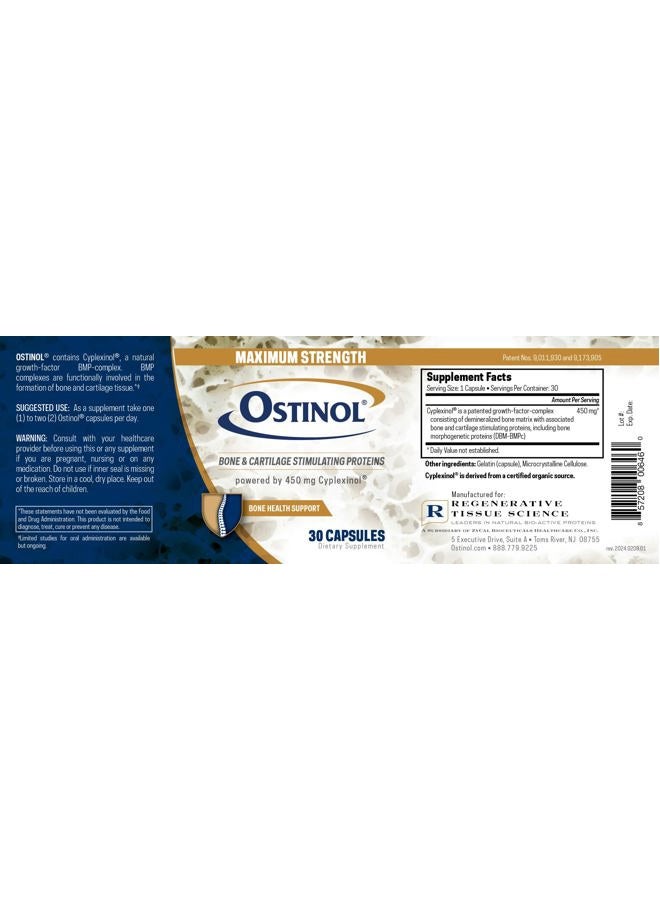 Ostinol Standard 450mg - Bone & Joint Supplement | Stem Cell Activation Certified | Bio Active Protein Complex for Moderate Bone Loss & Moderate Joint Disfunction - 30 Capsules