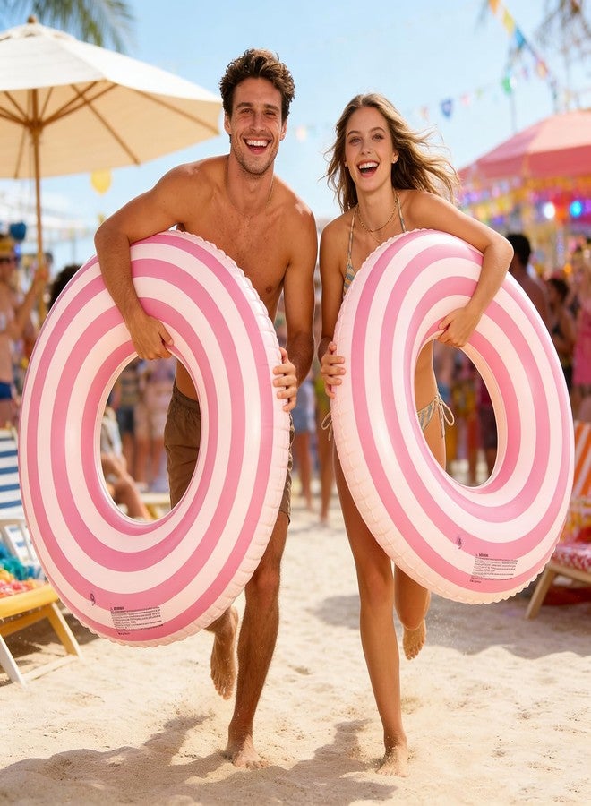 WAYTOSUC 2PCS Floats for Adults Rings Lollipop Striped Pool Float Large Swim Ring for Adults,35 Inch Classic Striped Teens Adult Inner Tubes Summer Beach Bachelorette Party (Pink Lollipop,2) - Image 3
