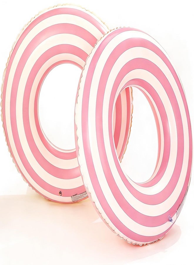 WAYTOSUC 2PCS Floats for Adults Rings Lollipop Striped Pool Float Large Swim Ring for Adults,35 Inch Classic Striped Teens Adult Inner Tubes Summer Beach Bachelorette Party (Pink Lollipop,2) - Image 1