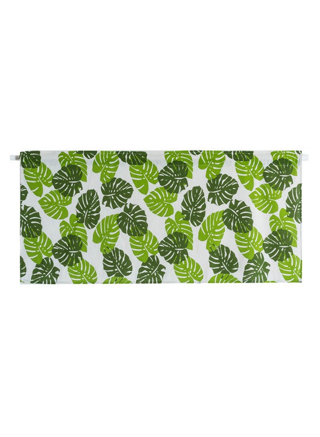 Valance Green Banana Leaf Printing Blackout Window Curtain Valances Short Semi-Sheer Curtains Rod Pocket Window Drapes 18"X59" - Image 1