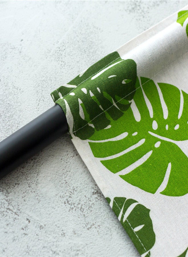 Valance Green Banana Leaf Printing Blackout Window Curtain Valances Short Semi-Sheer Curtains Rod Pocket Window Drapes 18"X59" - Image 2