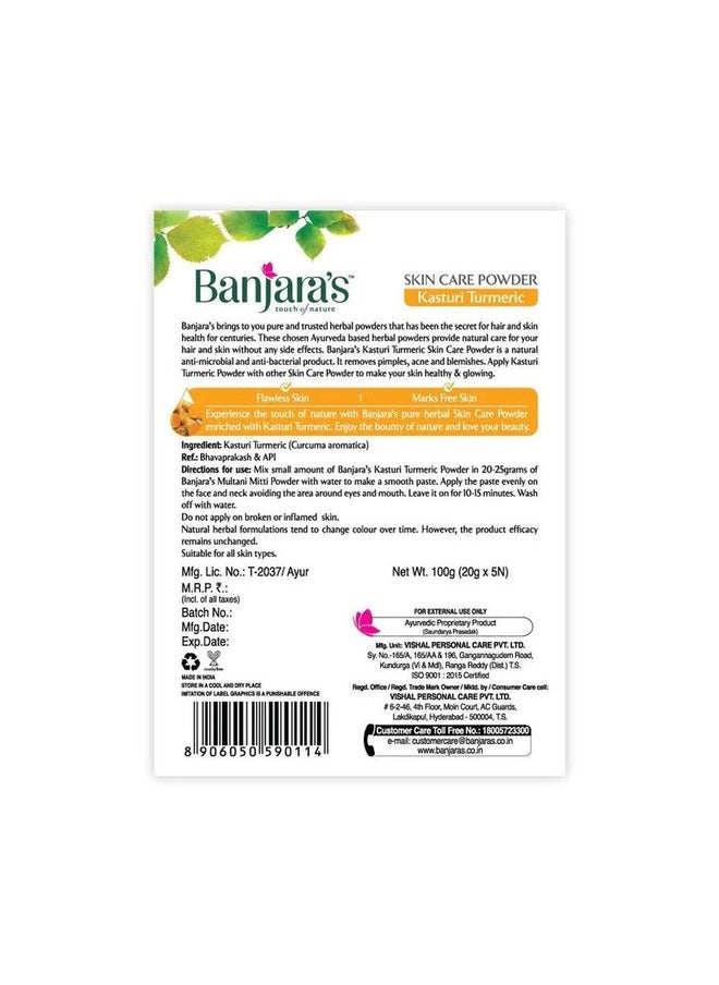 Banjara's Kasthuri Manjal Skin Care Powder - Flawless & Marks Free Skin - Natural Anti-bacterial Product - 100 grams  - Image 2