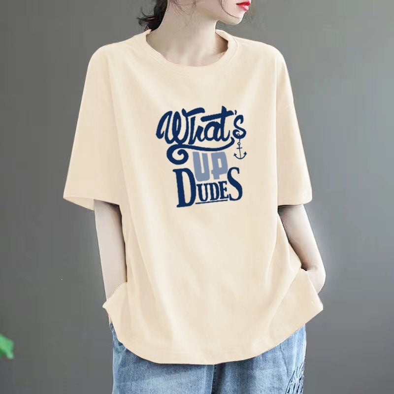 2026 Summer New High-End Brand Pure Cotton Short-Sleeve T-Shirt for Women, Loose Plus-Size Slimming Korean Style Casual Top Trendy - Image 3