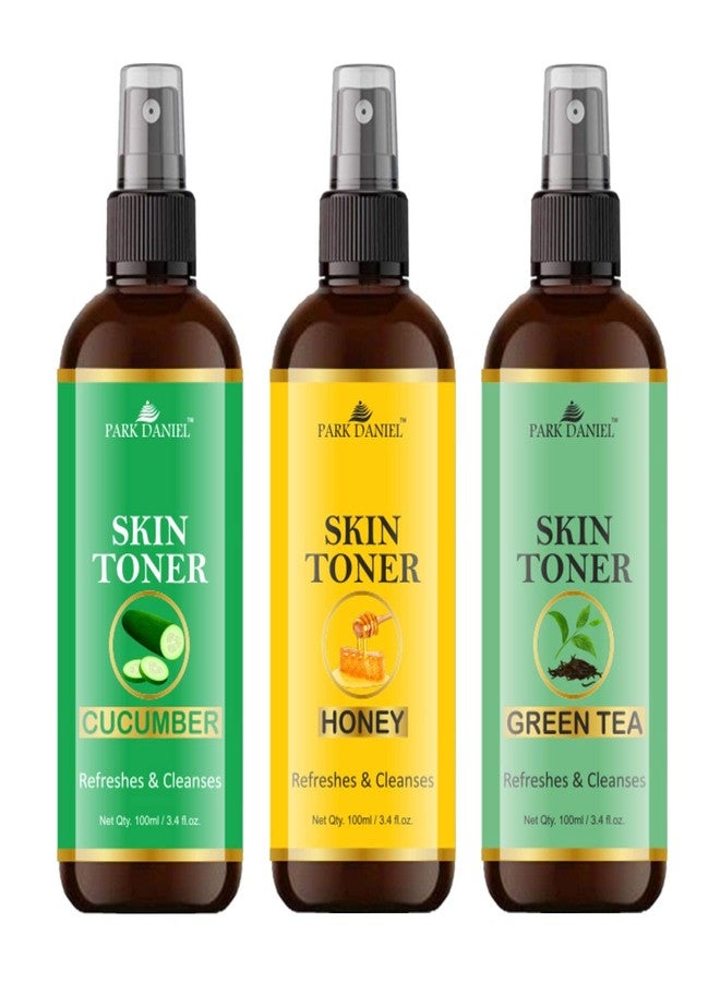 Park Daniel Cucumber, Honey & Green Tea Skin Toner Combo | 100% Natural Face Toners for Refreshing & Hydrating Skin | Pack of 3 Bottles of 100ml Each (Total 300ml) - Image 1