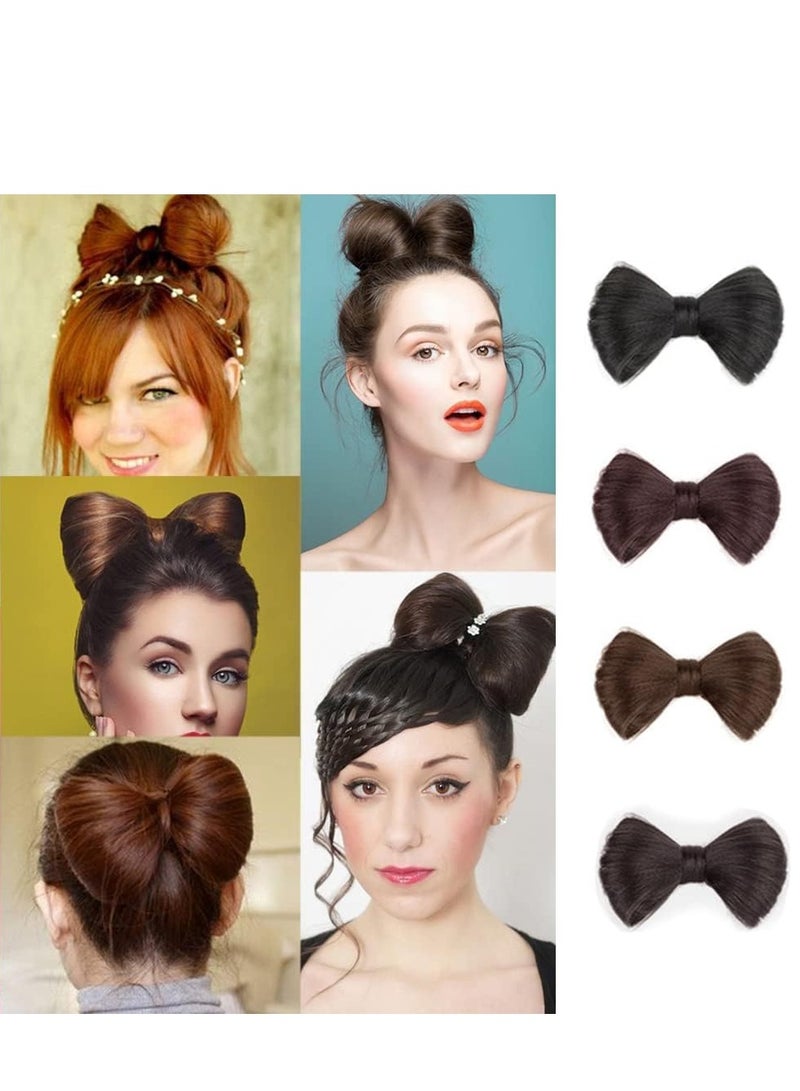 SYOSI 4 Colors Bow Clips wig Natural Fake Hair Extensions Curly Ponytails Bows Princess Dress Up Headdress Horsetail Accessories Styling Tools For Girl Women  - Image 4