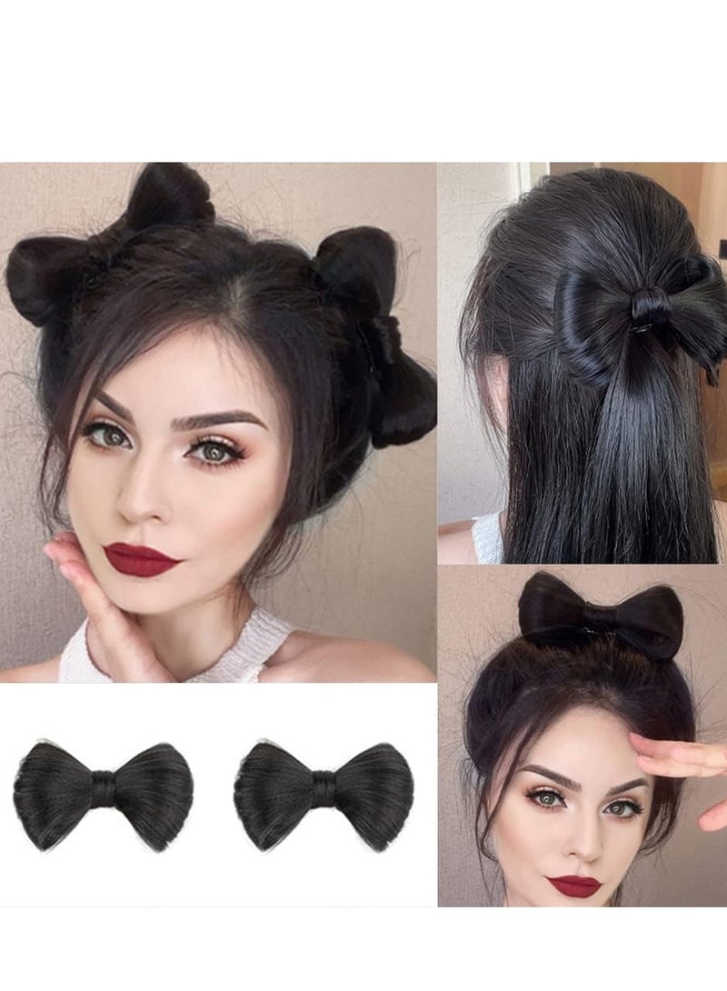 SYOSI 4 Colors Bow Clips wig Natural Fake Hair Extensions Curly Ponytails Bows Princess Dress Up Headdress Horsetail Accessories Styling Tools For Girl Women  - Image 5