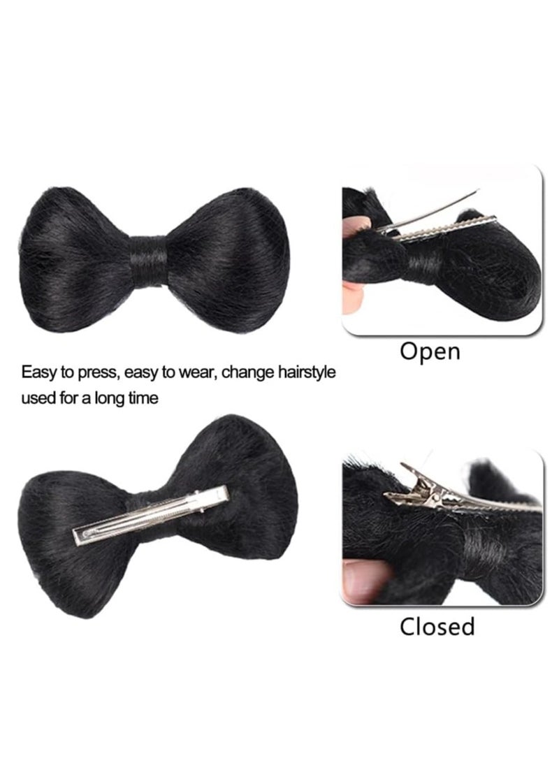 SYOSI 4 Colors Bow Clips wig Natural Fake Hair Extensions Curly Ponytails Bows Princess Dress Up Headdress Horsetail Accessories Styling Tools For Girl Women  - Image 2