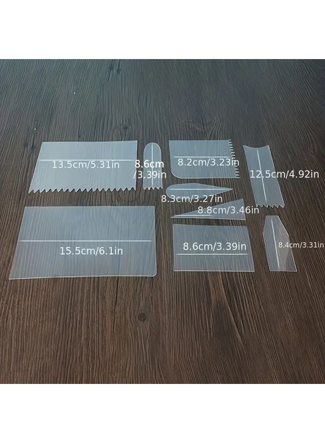 9 قطعة مجموعة ملمع كيك احترافي مع مكشطة كيك، ملعقة كريمة، قاطع كيك، قالب معجنات - Image 3