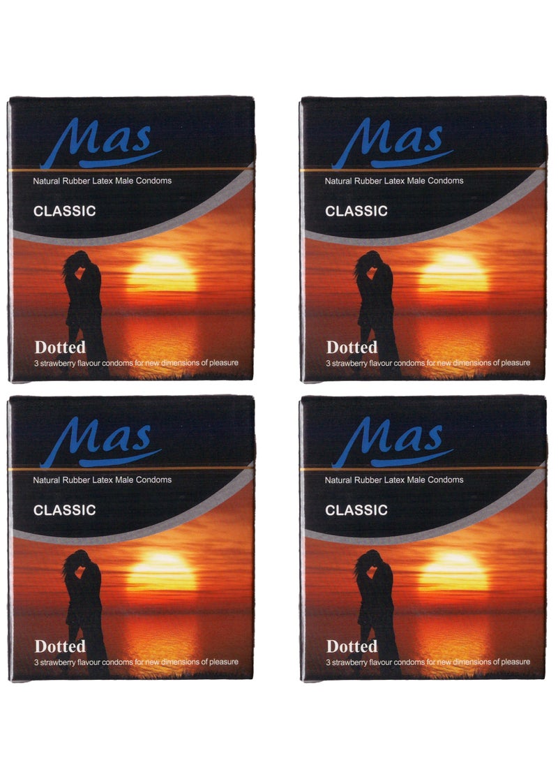 MAS MAS Classic Dotted Natural Latex Condoms, Pack of 4 Pack of 3 condoms  - Image 1