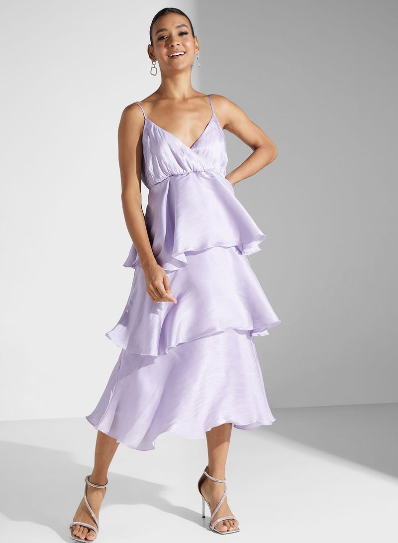 YAS Tiered Lavender Dress - Image 1