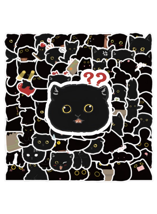 قوس قزح أورينبو 100 قطعة من ملصقات القطط السوداء اللطيفة صغيرة الحجم من الفينيل المقاوم للماء لزجاجة المياه والكمبيوتر المحمول وسجل القصاصات والمزيد - Image 4