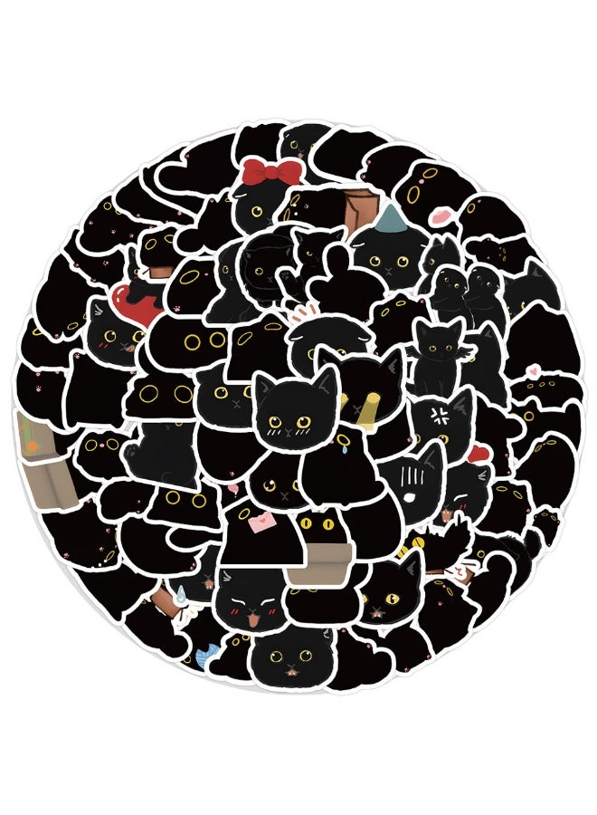 قوس قزح أورينبو 100 قطعة من ملصقات القطط السوداء اللطيفة صغيرة الحجم من الفينيل المقاوم للماء لزجاجة المياه والكمبيوتر المحمول وسجل القصاصات والمزيد - Image 1