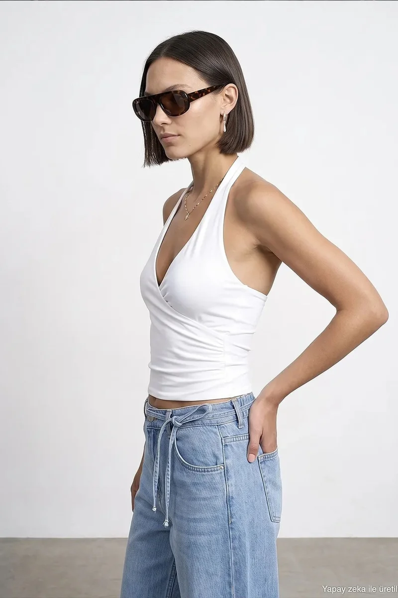 Dilvin White DILVIN Nylon Elastane Blouse for Women | Best Price UAE