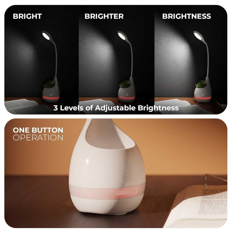 Dravizon Battery Operated Table Lamp for Study Led Light Touch Control Eye Caring Desk Lamp for Work from Home Portable Reading Light Plastic Pack of 1 - Image 4