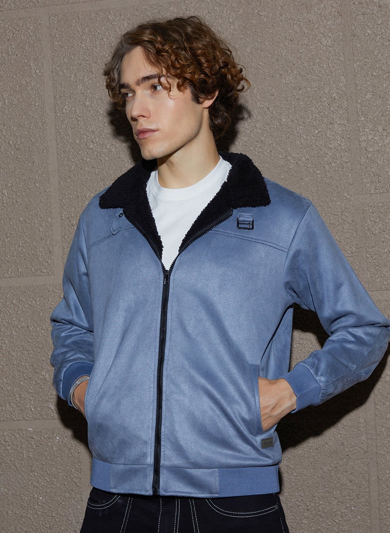 كامبوس سوترا Men's Icy Grey & Onyx Black Fleece-Lined Bomber Jacket  - Image 2