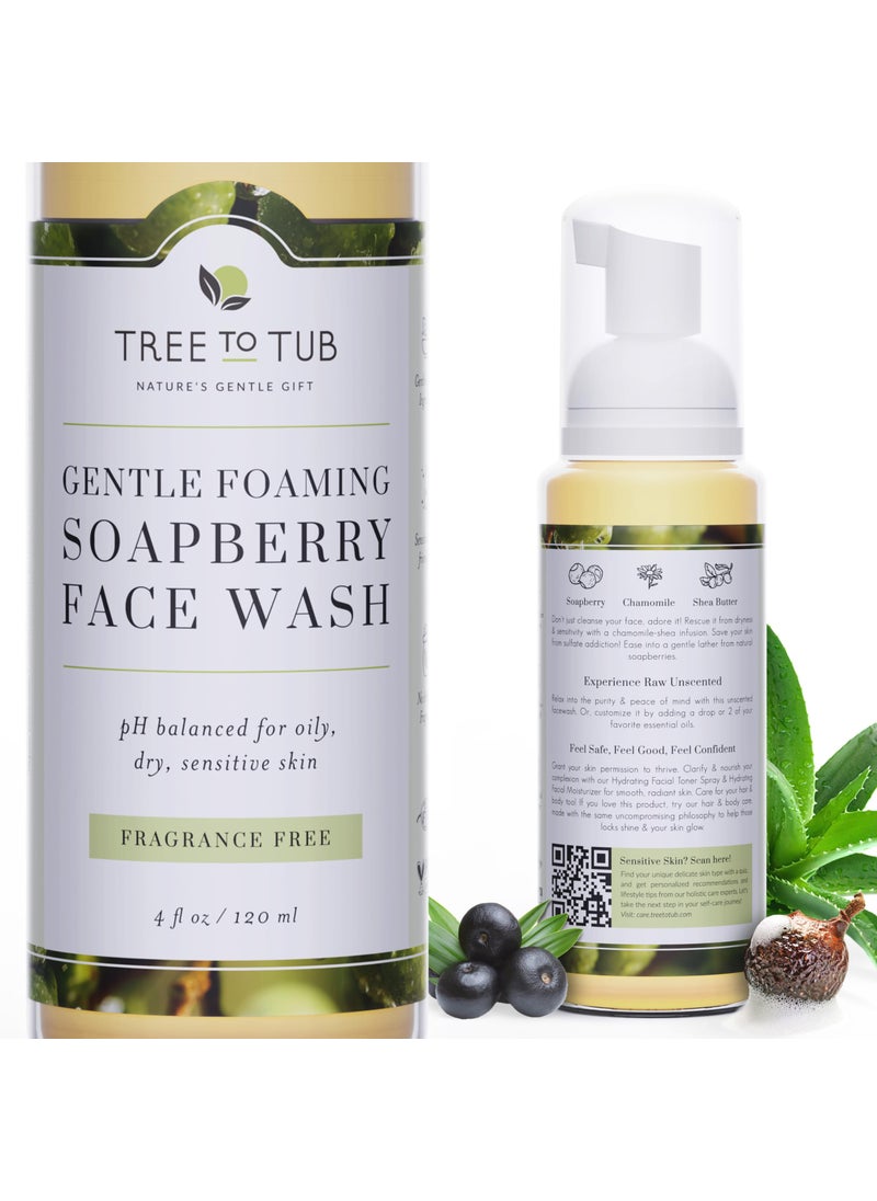Tree to Tub - Tree to Tub Sensitive Skin Face Wash for Dry Skin - Fragrance Free Gentle Face Cleanser for Women & Men, Unscented Hydrating Foaming Facial Cleanser, Daily Face Soap w/All Natural Organic Aloe Vera - Image 1