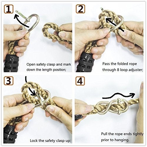 A AIFAMY Tree Swing, Hammock Hangings Safer Nylon Rope, Tree Swing Hanging Strap Kit(Holds Up to 650 Lbs.) -Pack of 2（Adjustable） - Image 3