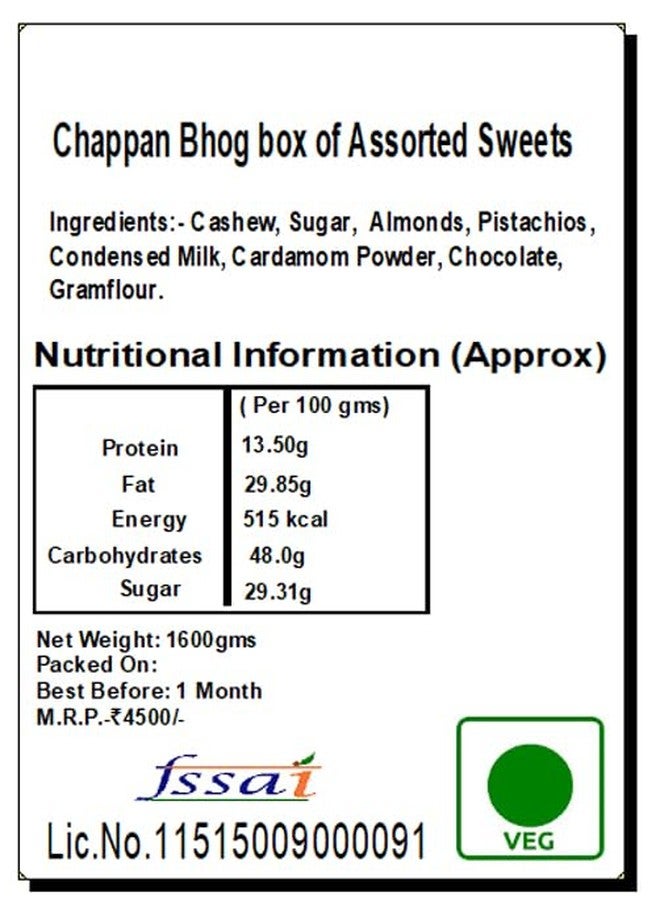 Jaiccha Ghasitaram Gifts Jaiccha Rakhi Gifts for Brothers Chappan Bhog box of Assorted Sweets|Sweets|Sweets Gift Pack|Diwali Sweets|Indian Mithai|Diwali Sweets Gift Box| - Image 2