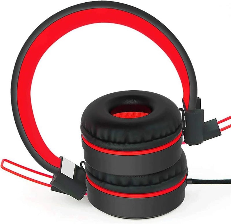سماعات رأس للأطفال للمدرسة، سماعات رأس للأطفال من نوع USB Type C مع أضواء LED، سماعات رأس سلكية للأولاد والبنات مع محدد أمان 85dB/94dB، سماعات رأس قابلة للطي توضع على الأذن مع ميكروفونات للمدرسة/iPad، أسود - Image 5