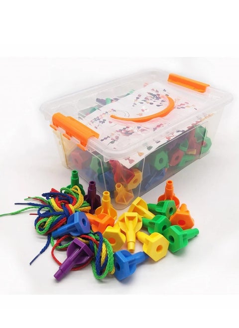 Colored Key Linking Toy for Kids - 129 Pieces - Enhances Visual and Motor Coordination