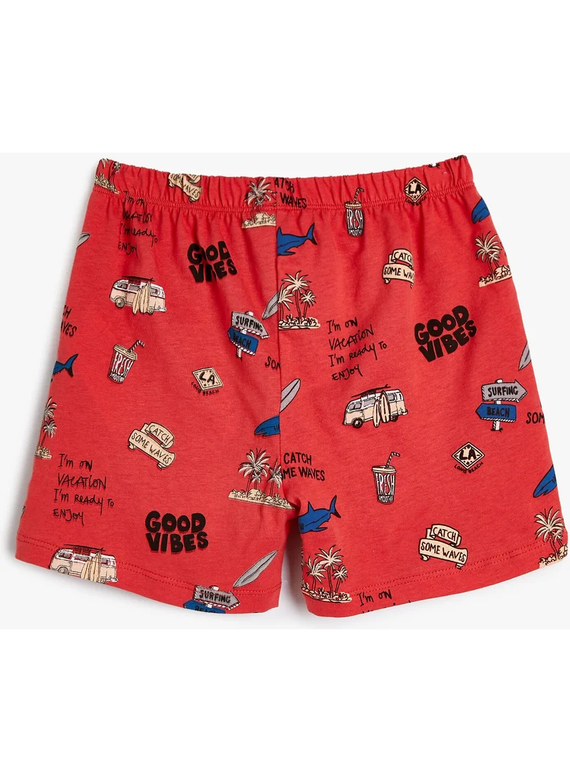 كوتون Shorts Summer Themed Printed Cotton