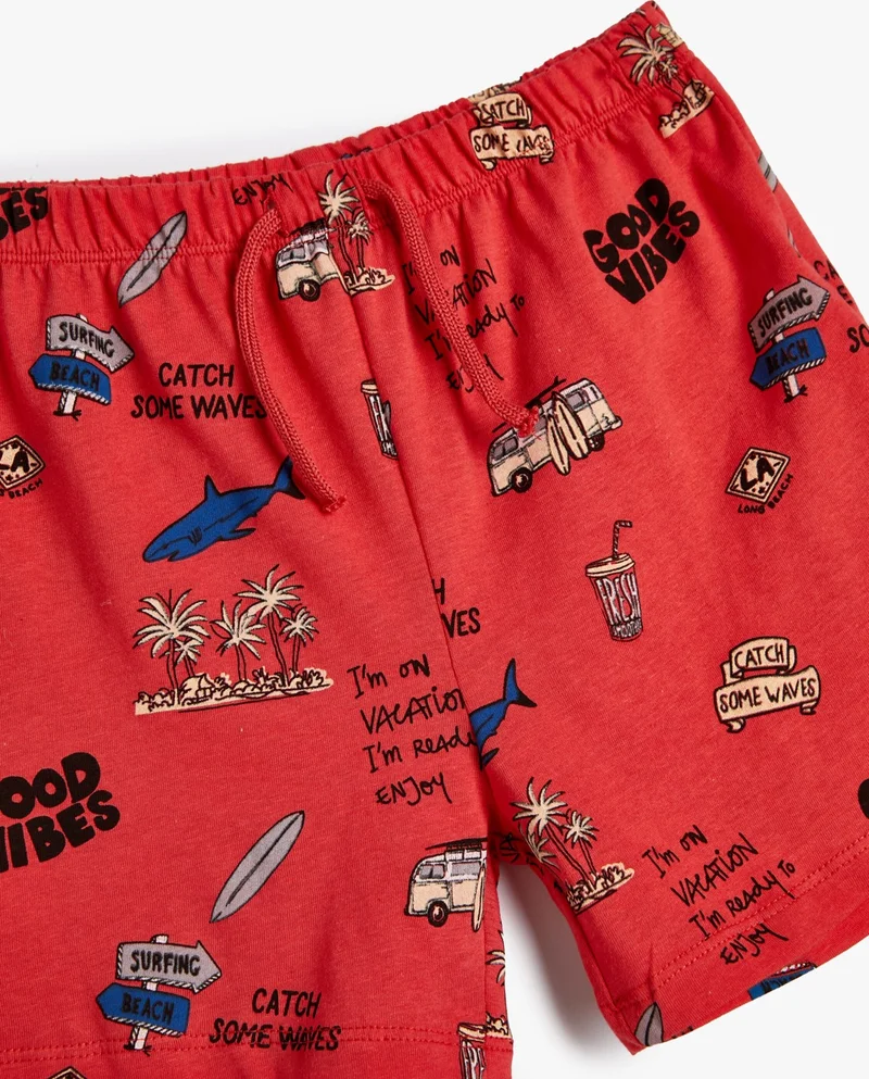 KOTON Shorts Summer Themed Printed Cotton