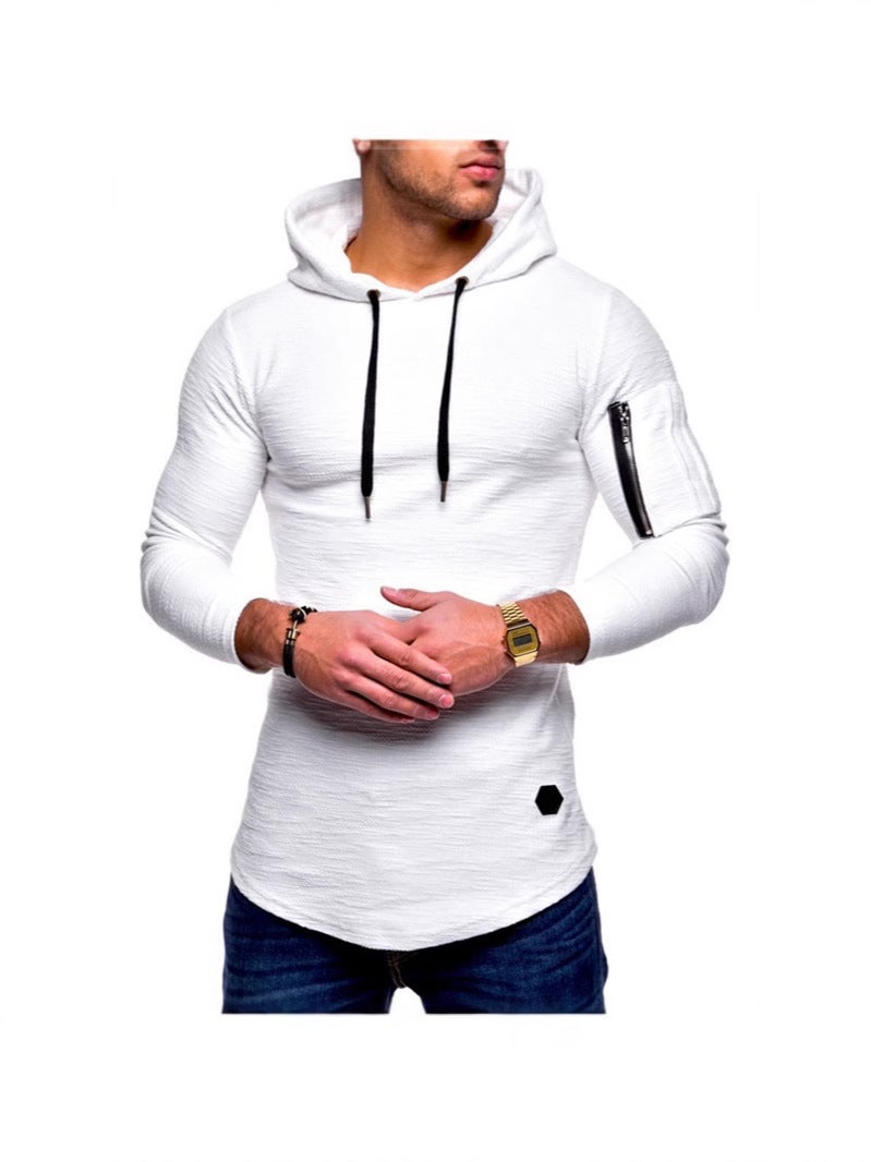 Men's T-shirt Slim-fit Sports Casual Long-sleeved T-shirt Men's Hand Wall Zipper Fashion Long-sleeved Hoodie - Image 5