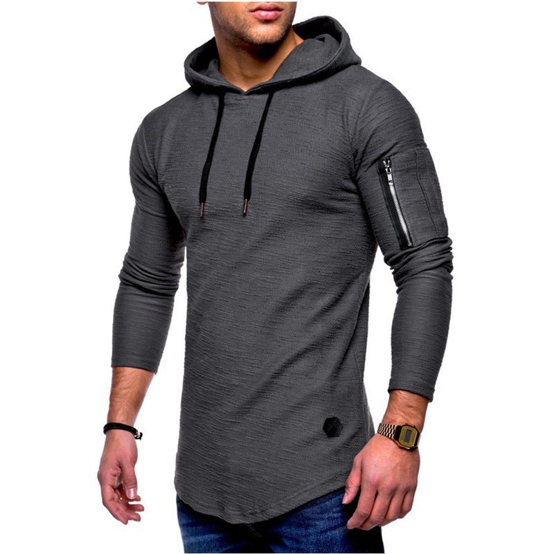 Men's T-shirt Slim-fit Sports Casual Long-sleeved T-shirt Men's Hand Wall Zipper Fashion Long-sleeved Hoodie - Image 1