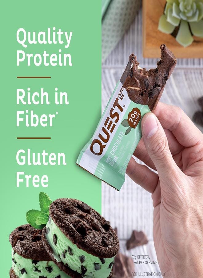 Quest Nutrition Mint Chocolate Chunk Protein Bars, 20g Protein, 1g Sugar, 4g Net Carb, Gluten Free, Keto Friendly, 12 Count - Image 2