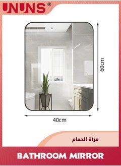 UNUNS Black Vanity Mirror,Bathroom Mirror For Over Sink,Wall-Mounted Aluminum Framed Mirror For Bedroom,Restroom,Corner,Modern Rounded Corner Anti-Rust Hanging Mirrors Of Home,40x60cm  - Image 5